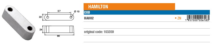 Anode aus Zink für Hamilton - Original Teilnummer 103359 (HA002) 6