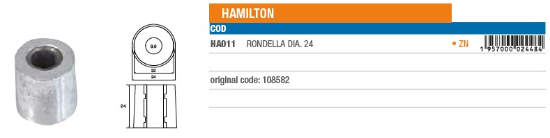 Anode aus Zink für Hamilton - Original Teilnummer 108582 (HA011) 6
