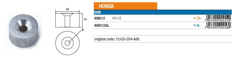 Anode aus Zink für Honda - Original Teilnummer 12155-ZV4-A00 (HN012) 6
