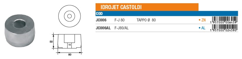 Anode aus Aluminium für Castoldi - Original Teilnummer n.a. (JC006AL) 6