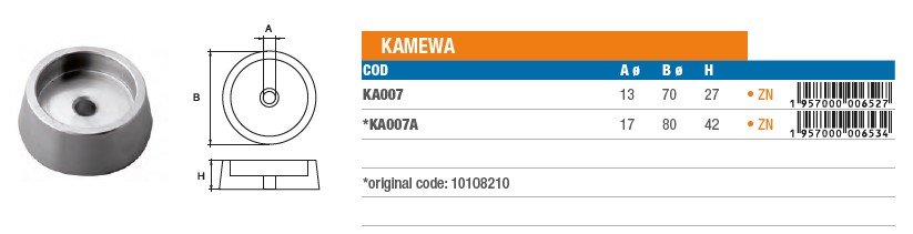 Anode aus Zink für Kamewa - Original Teilnummer 10108210 (KA007A) 6