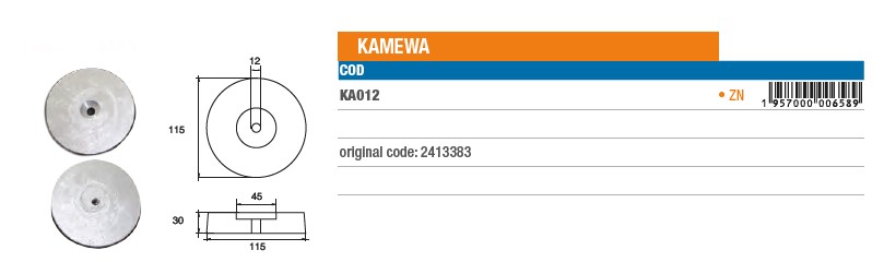 Anode aus Zink für Kamewa - Original Teilnummer 2413383 (KA012) 6