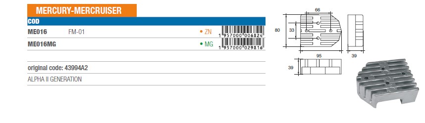 Anode aus Magnesium für Mercury Mercruiser - Original Teilnummer 821631Q1 (ME016BMG) 6