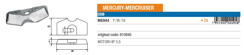 Anode aus Zink für Mercury Mercruiser 3,5 PS - Original Teilnummer 810945 (ME044) 6