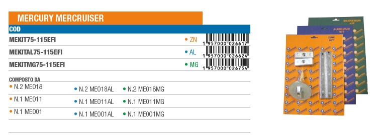 Anode KIT aus Magnesium für Mercury Mercruiser 75-115EFI - Original Teilnummer n.a. (MEKITMG75-115EFI) 6