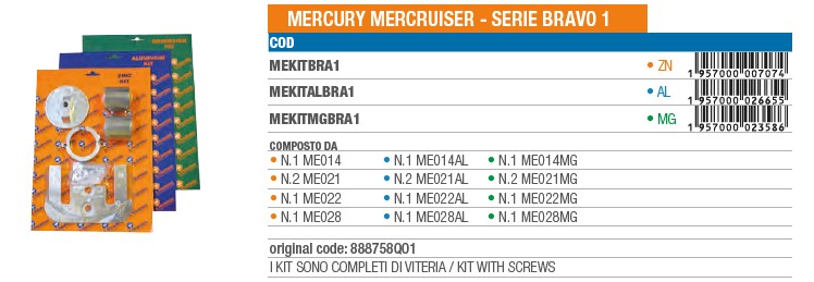 Anode KIT aus Zink für Mercury Mercruiser BRAVO 1 - Original Teilnummer 888758Q01 (MEKITBRA1) 6