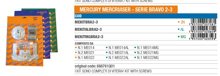 Anode KIT aus Zink für Mercury Mercruiser BRAVO 2-3 - Original Teilnummer 888761Q01 (MEKITBRA2-3) 6