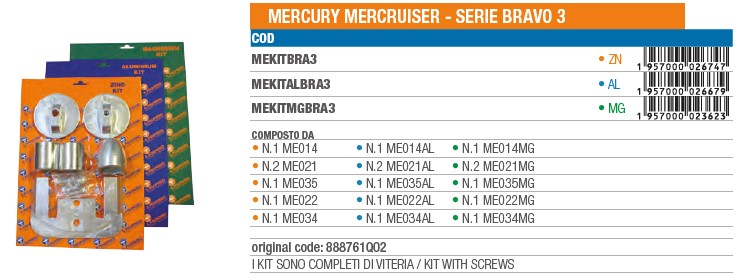 Anode KIT aus Zink für Mercury Mercruiser BRAVO 3 - Original Teilnummer 888761Q02 (MEKITBRA3) 6