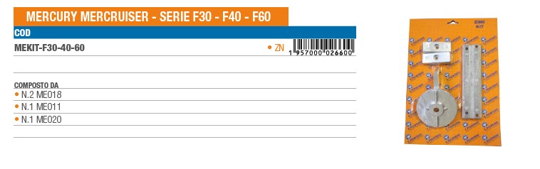 Anode KIT aus Zink für Mercury Mercruiser F30 - F40 - F60 - Original Teilnummer n.a. (MEKIT-F30-40-60) 6