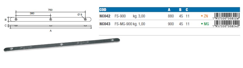 Anoden für Bootsrumpf aus Magnesium - NC043 - kg 1,00 8
