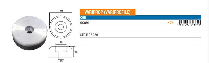 Zinkanode VARIPROP (Variprofile) - OG094 - Serie DF 280 8
