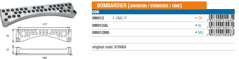 Anode aus Aluminium für Johnson Evinrude - Original Teilnummer 976669 (OM012AL) 6
