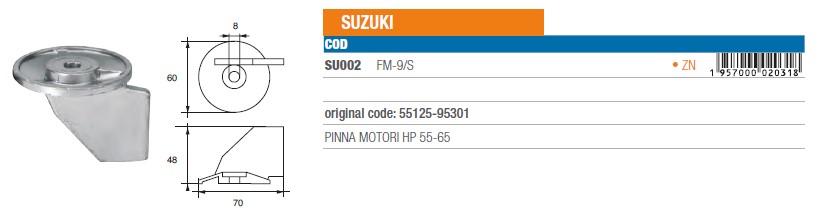 Anode aus Zink für Suzuki 55-65 PS - Original Teilnummer 55125-95301 (SU002) 6