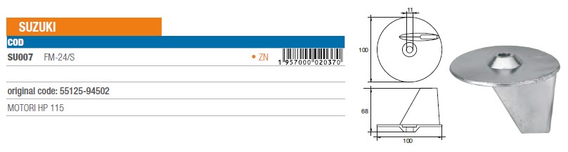 Anode aus Zink für Suzuki 115 PS - Original Teilnummer 55125-94502 (SU007) 6