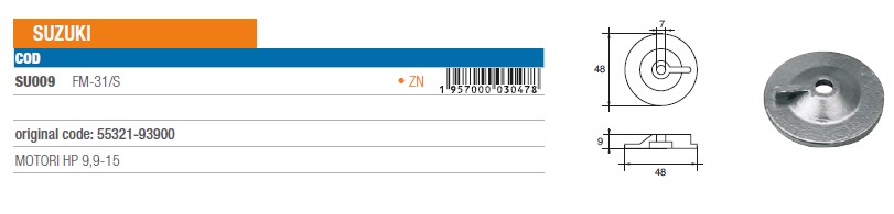 Anode aus Zink für Suzuki 9,9-15 PS - Original Teilnummer 55321-93900 (SU009) 6
