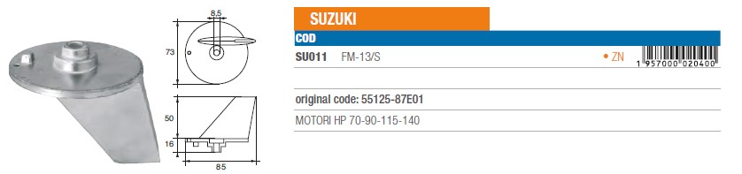 Anode aus Zink für Suzuki 70-90-115-140 PS - Original Teilnummer 55125-87E01 (SU011) 6