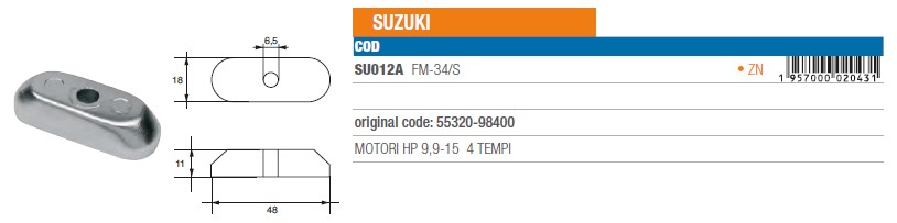 Anode aus Zink für Suzuki 9,9-15 PS 4T. - Original Teilnummer 55320-98400 (SU012A) 6