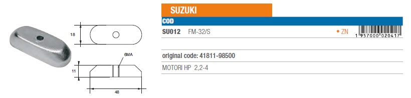 Anode aus Zink für Suzuki 2,2-4 PS - Original Teilnummer 41811-98500 (SU012) 6