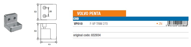 Anode aus Zink für Volvo Penta TRIM 270 - Original Teilnummer 832934 (VP010) 6