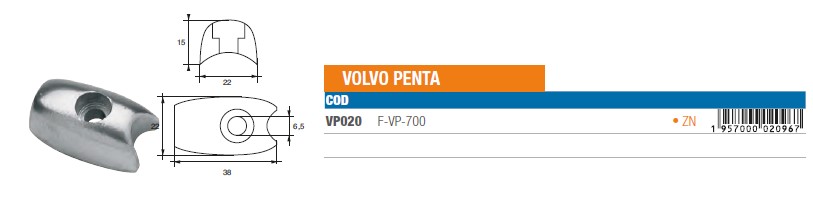 Anode aus Zink für Volvo Penta - Original Teilnummer n.a. (VP020) 6