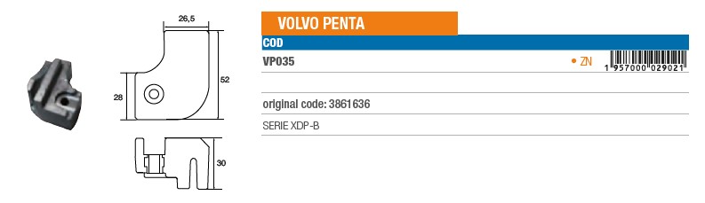 Anode aus Zink für Volvo Penta XDP-B - Original Teilnummer 3861636 (VP035) 6