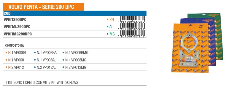 Anode KIT aus Magnesium für Volvo Penta SERIE 290 DPC - Original Teilnummer n.a. (VPKITMG290DPC) 6