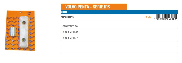 Anode KIT aus Zink für Volvo Penta SERIE IPS - Original Teilnummer n.a. (VPKITIPS) 6