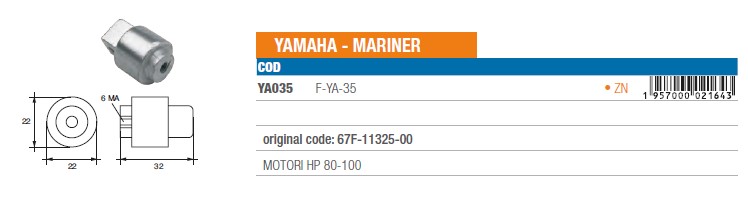 Anode aus Zink für Yamaha Mariner 80-100 PS - Original Teilnummer 67F-11325-00 (YA035) 6