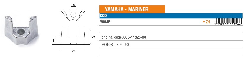 Anode aus Zink für Yamaha Mariner 20-90 PS - Original Teilnummer 688-11325-00 (YA045) 6