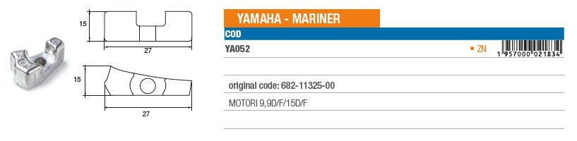 Anode aus Zink für Yamaha Mariner 9,9D/F/15D/F - Original Teilnummer 682-11325-00 (YA052) 6