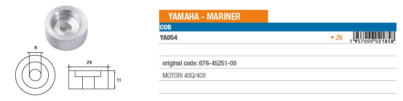 Anode aus Zink für Yamaha Mariner 40Q/40X - Original Teilnummer 676-45251-00 (YA054) 6