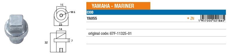 Anode aus Zink für Yamaha Mariner - Original Teilnummer 67F-11325-01 (YA055) 6