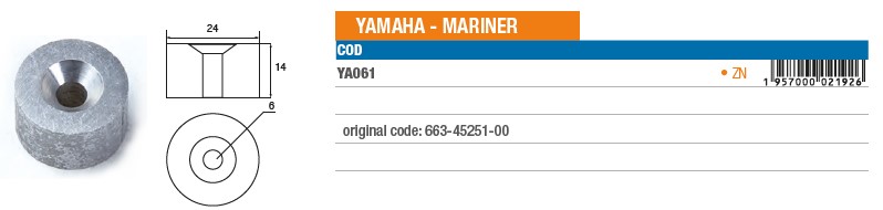 Anode aus Zink für Yamaha Mariner - Original Teilnummer 663-45251-00 (YA061) 6