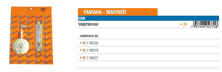 Anode KIT aus Zink für Yamaha Mariner - Original Teilnummer n.a. (YAKIT80100) 6