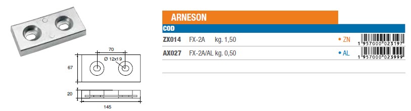 Zinkanoden für Bootsrumpf - ZX014 - kg 1,50 8