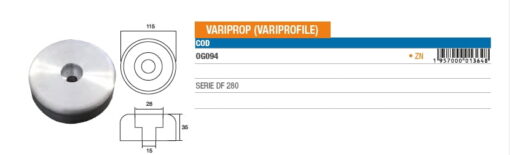 Zinkanode VARIPROP (Variprofile) - OG094 - Serie DF 280 7