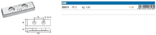 Zinkanoden für Bootsrumpf - ZX013 - kg 1,60 5