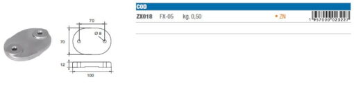 Zinkanoden für Bootsrumpf - ZX018 - kg 0,50 5